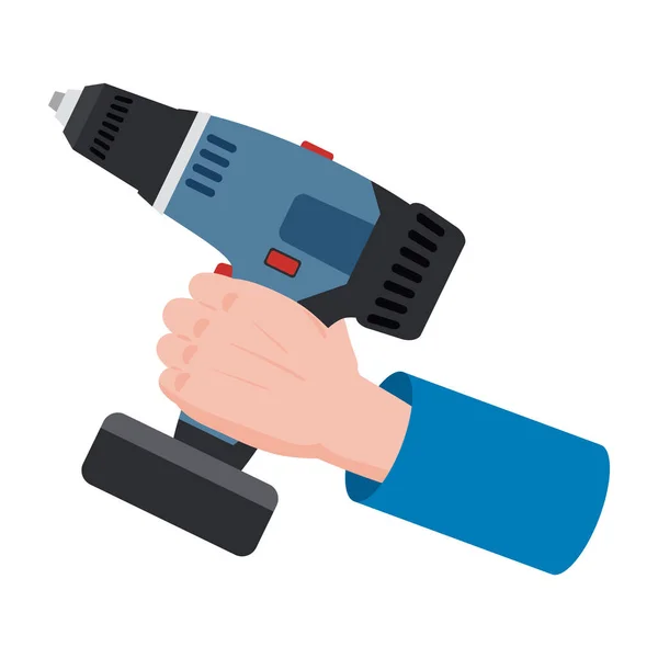 Hand Holds Electric Screwdriver Reapair Construction Tool Illustration Vector Isolated — стоковый вектор