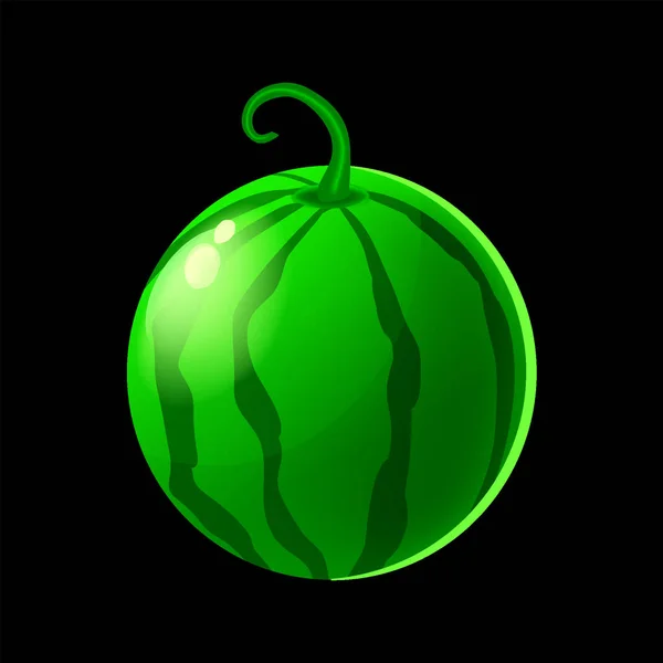 Amora de melancia, fruto fresco inteiro, cor verde, ícone. Máquina de ilustração vetorial ícone de slot cartoon cartoon —  Vetores de Stock
