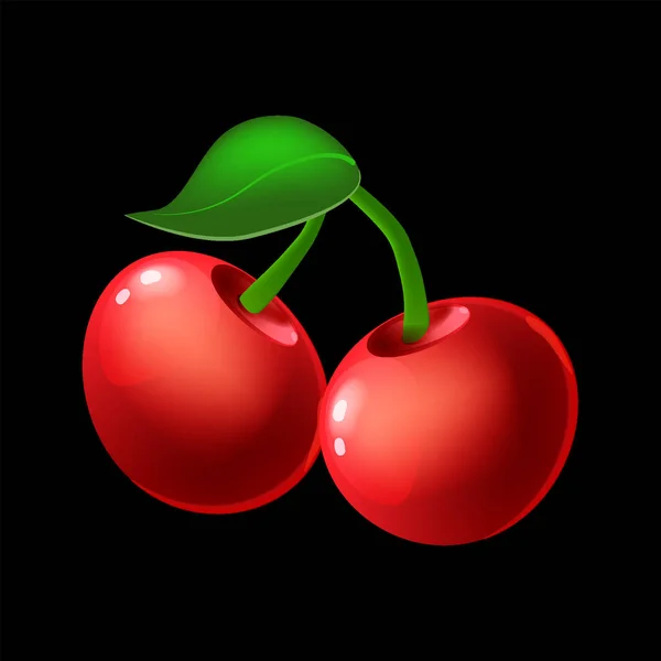 Cherry ripe berry, fruit whole fresh, red color, icon. Vector illustration machine slot icon cartoon cartoon — ストックベクタ