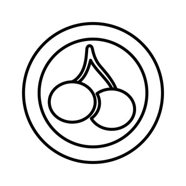 Icon Cherry Twins Kumarhane Kumar Makinesi hattı, düzenlenebilir felç. Kumar sembolü, nesne. Vektör illüstrasyonu