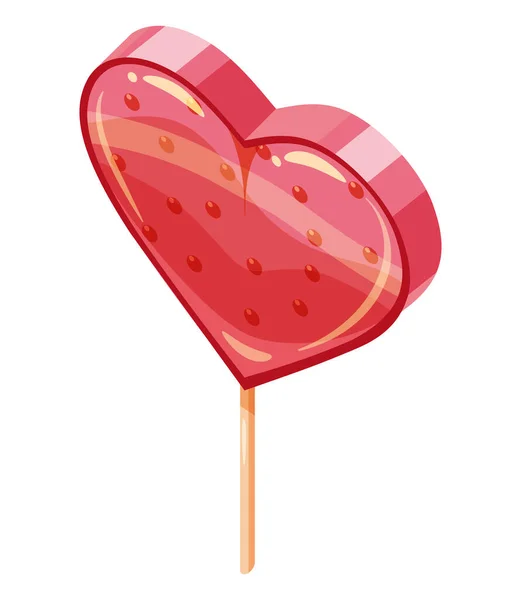 Candy Sugar Heart Lollypop Isometric. Sweet food icon cartoon style — Wektor stockowy