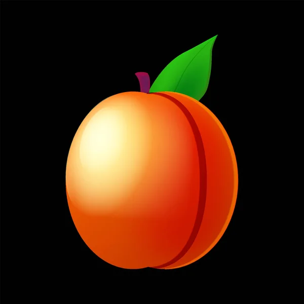 Melocotón Maduro Fruta Entera Fresca Color Naranja Icono Vector Ilustración — Archivo Imágenes Vectoriales