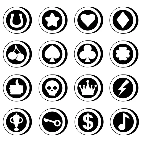 Casino Slot Machine Set Symbole Form Glücksspiel Symbole Objekte Vektorabbildung — Stockvektor