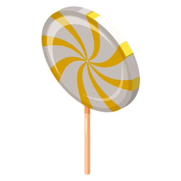 Lollipop Swirl Candy Spiral Isometrisk Söt Spiral Randig Karamell Pinne — Stock vektor