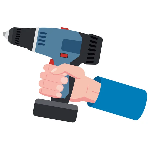 Hand Holds Electric Screwdriver Reapair Construction Tool Illustration Vector Isolated — Stok Vektör