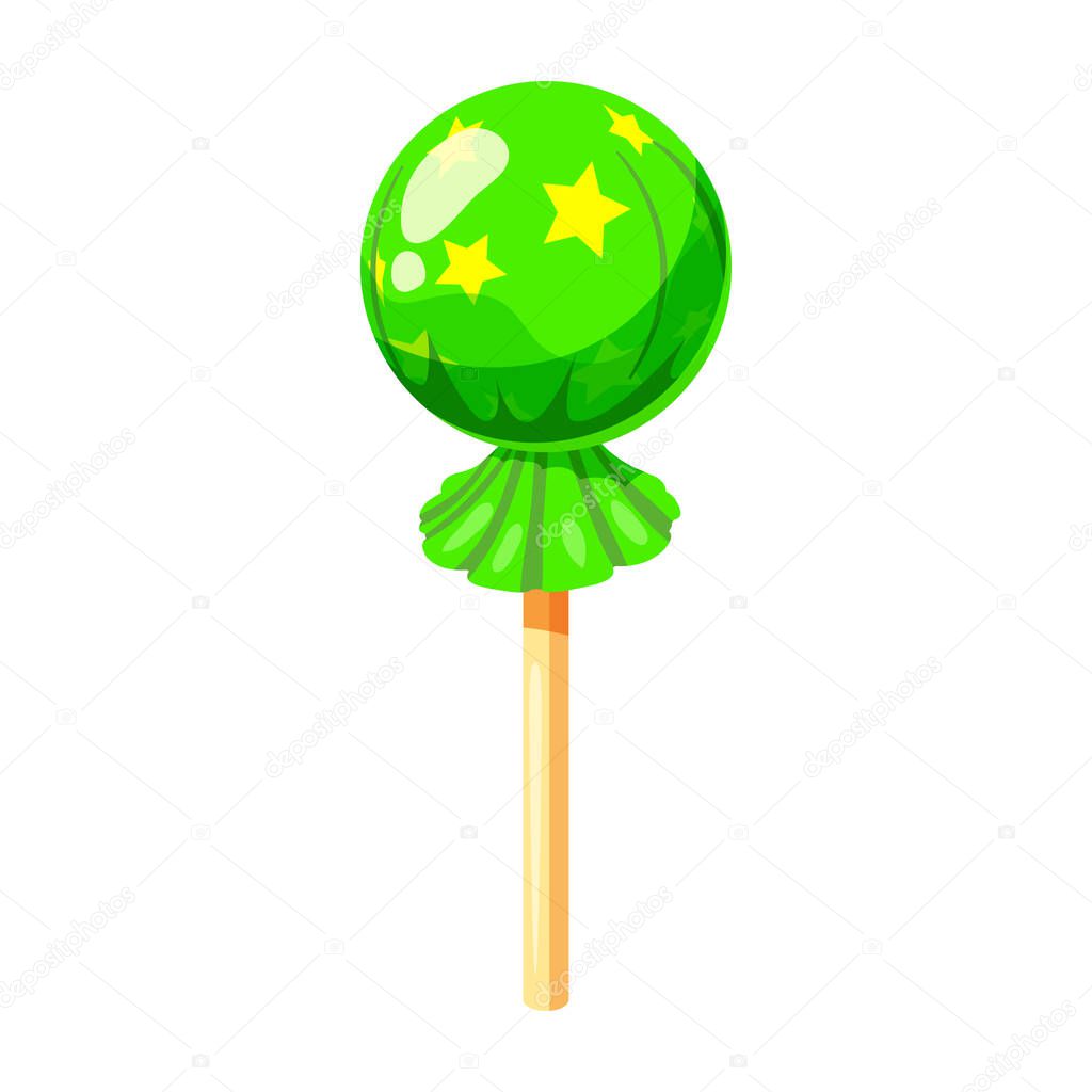 Candy on a stick isometric 3d sweet. Lollipop caramel vector illustration isolated