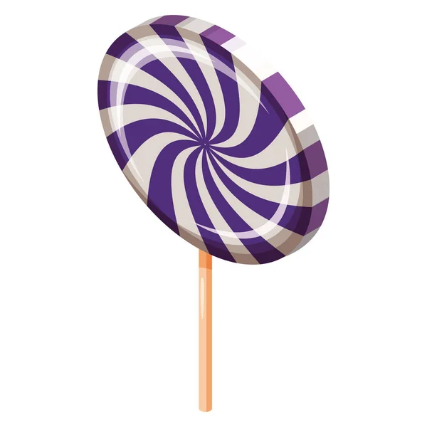 Lollipop Swirl Candy Spiral Isometric Sweet Spiral Striped Caramel Stick — ストックベクタ