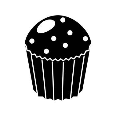Cupcake simgesi silueti siyah düz stil izole edilmiş vektör çizimi