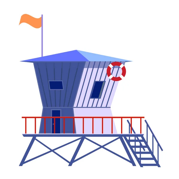Lifeguard Tower Icon Station Building Illustration Cartoon Flat Style Isolated — Archivo Imágenes Vectoriales