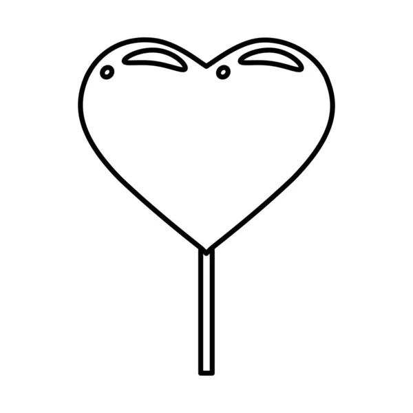 Candy Swirl Lollipop Heart Icon Line Style Isolated Vector Illustration — Stockvektor