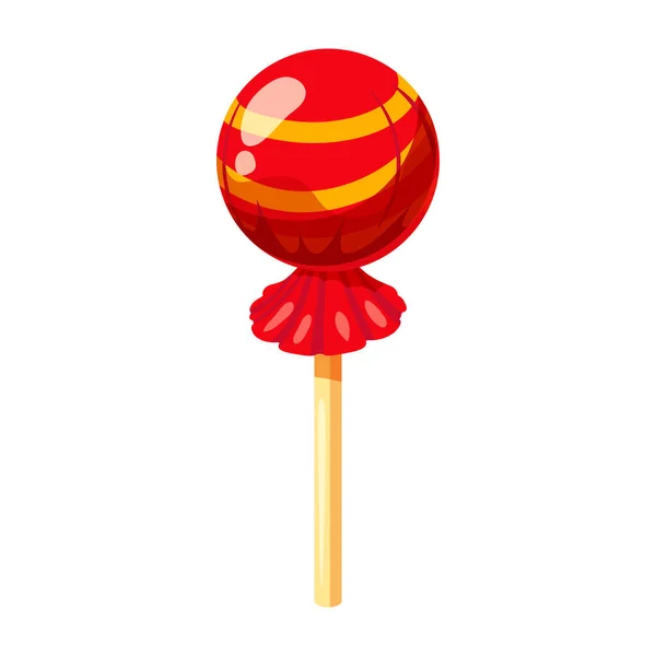 Godis Pinne Isometrisk Söt Lollipop Karamell Vektor Illustration Isolerad — Stock vektor