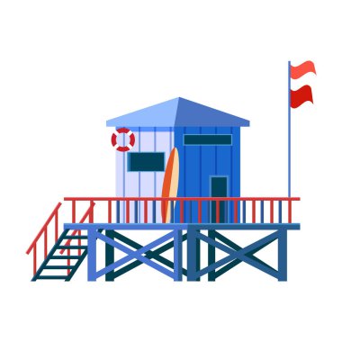 Cankurtaran Kulesi simgesi. İstasyon binası çizimi düz biçim izole edildi