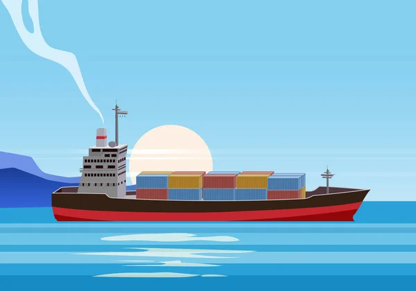 Schiffbruch Des Frachtschiffes Meer Schiff Unter Wasser Und Gütercontainer Schiffstransport — Stockvektor
