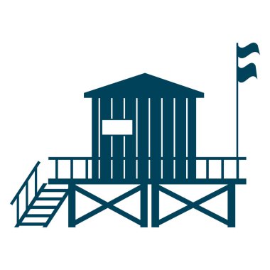 Lifeguard Tower icon. Station beach building illustration style isolated
