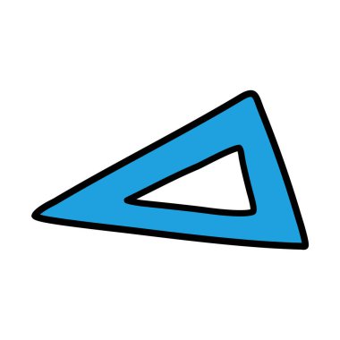 Angle ruler icon symbol sign, hand drawing doodle color line vector