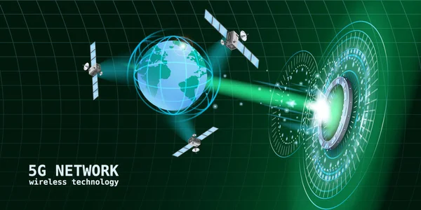 Network Global Internet Technology Futuristic Portal Hologram High Speed Data — Wektor stockowy