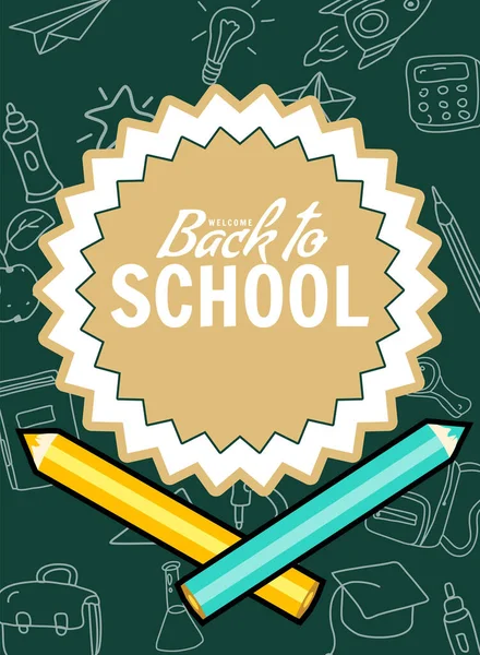 Back School Poster Clock Alarm Clock Retro Sale Background Template — Image vectorielle