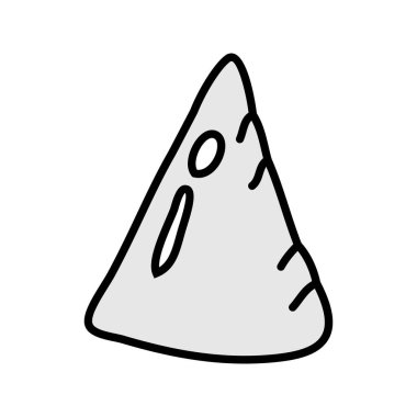 Geometric cone symbol sign, hand drawing doodle color line vector