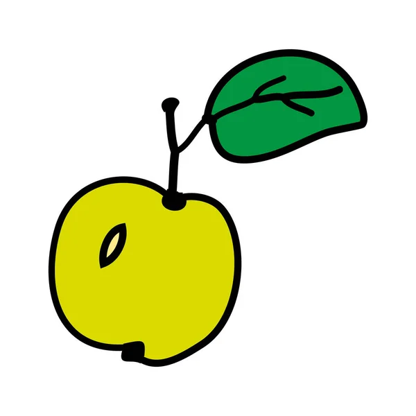 Apple Fruit Icon Symbol Sign Hand Drawing Doodle Color Line — Archivo Imágenes Vectoriales