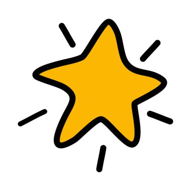 Star icon symbol sign, hand drawing doodle color line vector