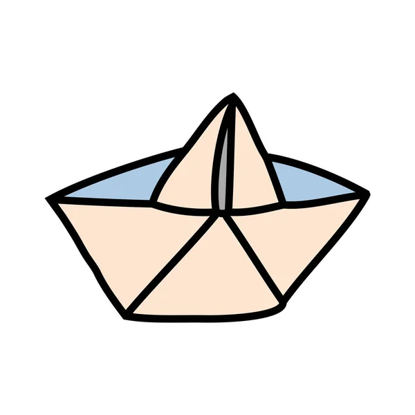 Papierboot Symbol Zeichen Hand Zeichnung Doodle Farbe Linienvektor — Stockvektor
