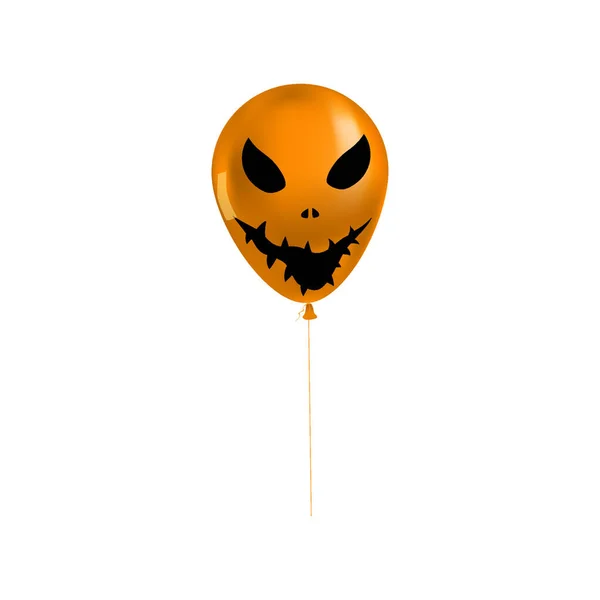 Balão Halloween Realista Símbolo Ícone Sorriso Assustador Cor Preta Laranja — Vetor de Stock