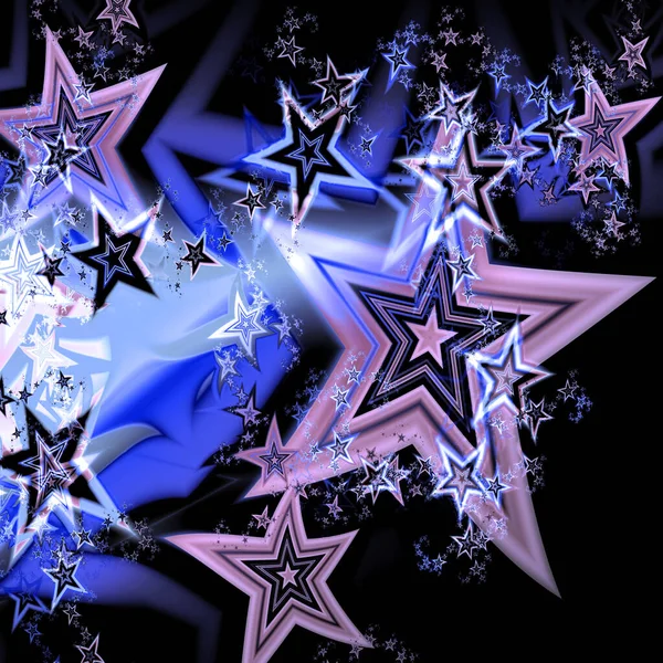 Estrelas Fractais Coloridas Cores Azul Rosa Branco — Fotografia de Stock