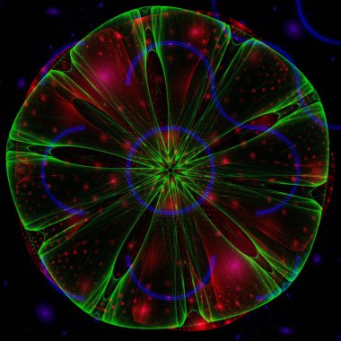 Renkli denizanası su kolundaki gizemli bir ışıkla parlar. Derin denizlerin omurgasız sakininin üç boyutlu görüntüsü. Dijital sanat.