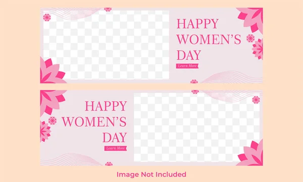 International Women Day Horizontal Banner Template — Stockvektor