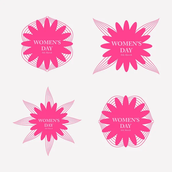 Flache Rosa Frauen Tag Abzeichen Kollektion Design — Stockvektor