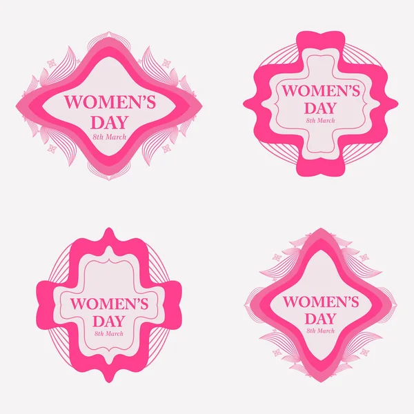 Плоский Розовый День Женщин Дизайн Значки Коллекции — стоковый вектор