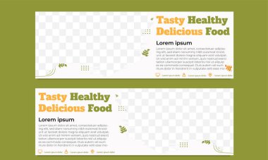 Lezzetli sağlıklı yiyecek yatay afiş şablonu 