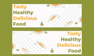 Lezzetli sağlıklı yiyecek yatay afiş şablonu 