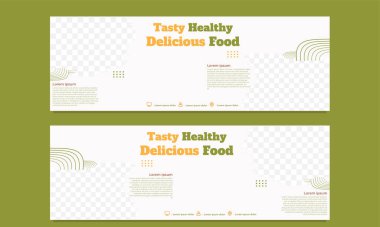 Lezzetli sağlıklı yiyecek yatay afiş şablonu 