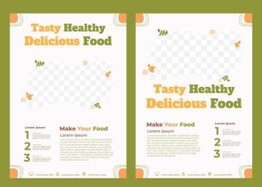 Lezzetli sağlıklı yemek broşürü koleksiyonu