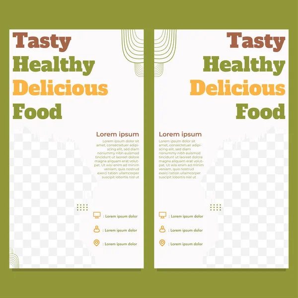 美味健康食品社交媒体故事模板设计 — 图库矢量图片