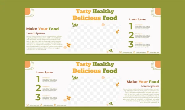 Tasty Healthy Food Horizontal Banner Template — Stock Vector