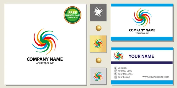 Circle Full Colour Logo Busines Card — Stock vektor