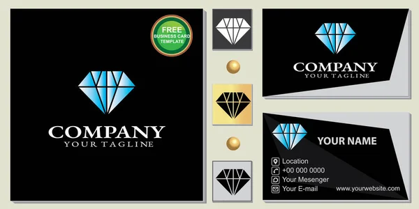 Logotipo Diamante Lujo Simple Gratis Premium Tarjeta Visita Plantilla Vector — Vector de stock