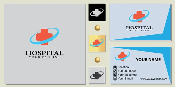Modello Premium Logo Ospedaliero Con Elegante Biglietto Visita Vettoriale Eps — Vettoriale Stock