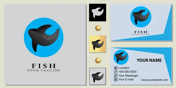 Enkel Fisk Logotyp Premium Mall Med Elegant Visitkort Vektor Eps — Stock vektor