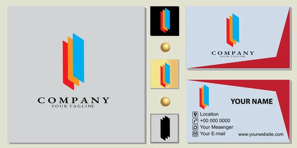 带有雅致名片向量的抽象公司标志高级模板Eps — 图库矢量图片