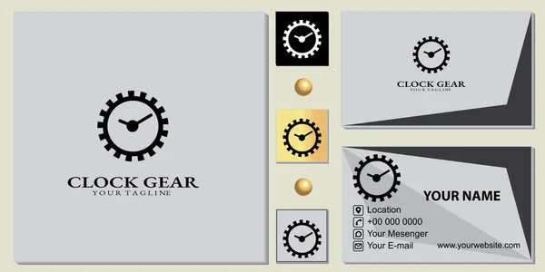 时钟齿轮标志高级模板与雅致的名片向量Eps — 图库矢量图片