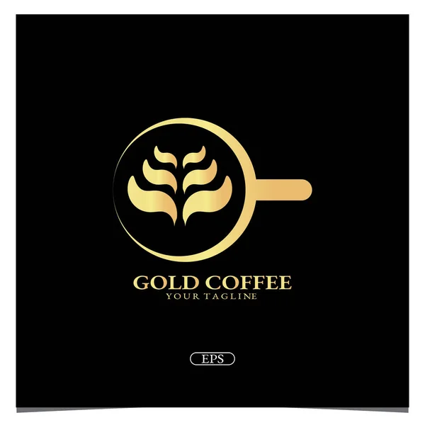 Luxo Ouro Café Logotipo Premium Modelo Elegante Vetor Eps — Vetor de Stock