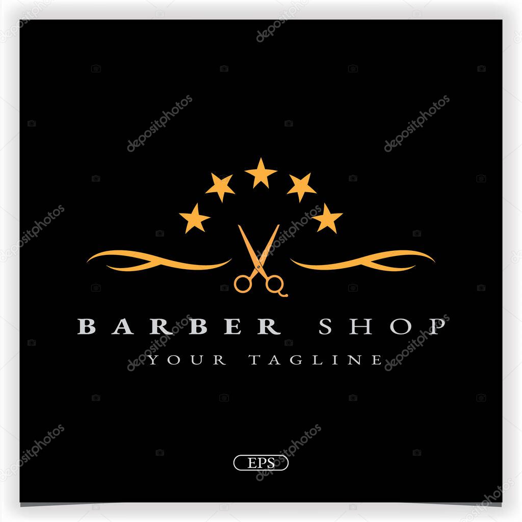 Barber shop haircut and shave logo premium elegant template vector eps 10