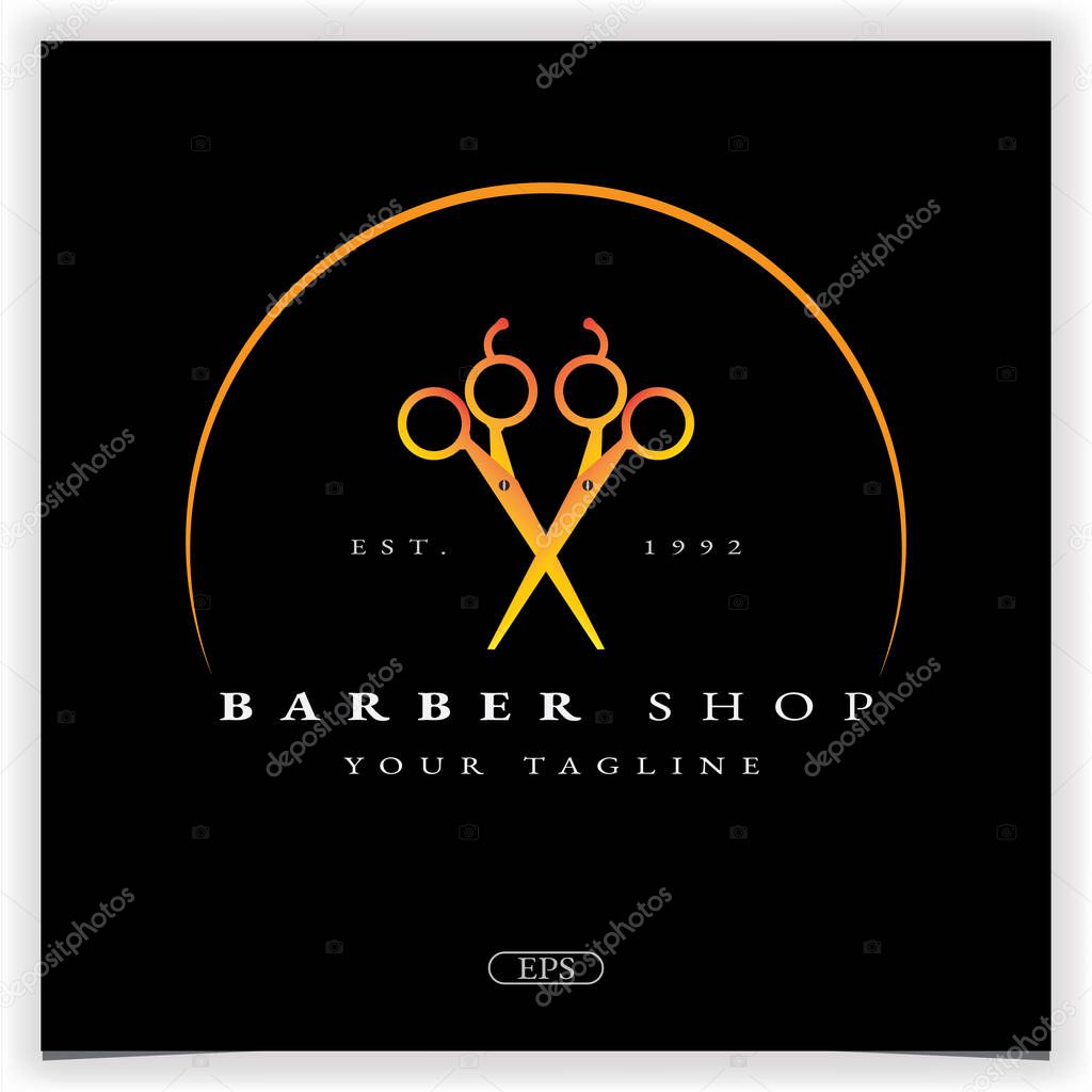 Barber shop haircut and shave logo premium elegant template vector eps 10