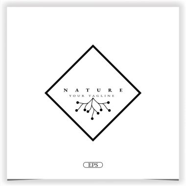 Kare doğa çiçekli logo premium şablon vektörü 10