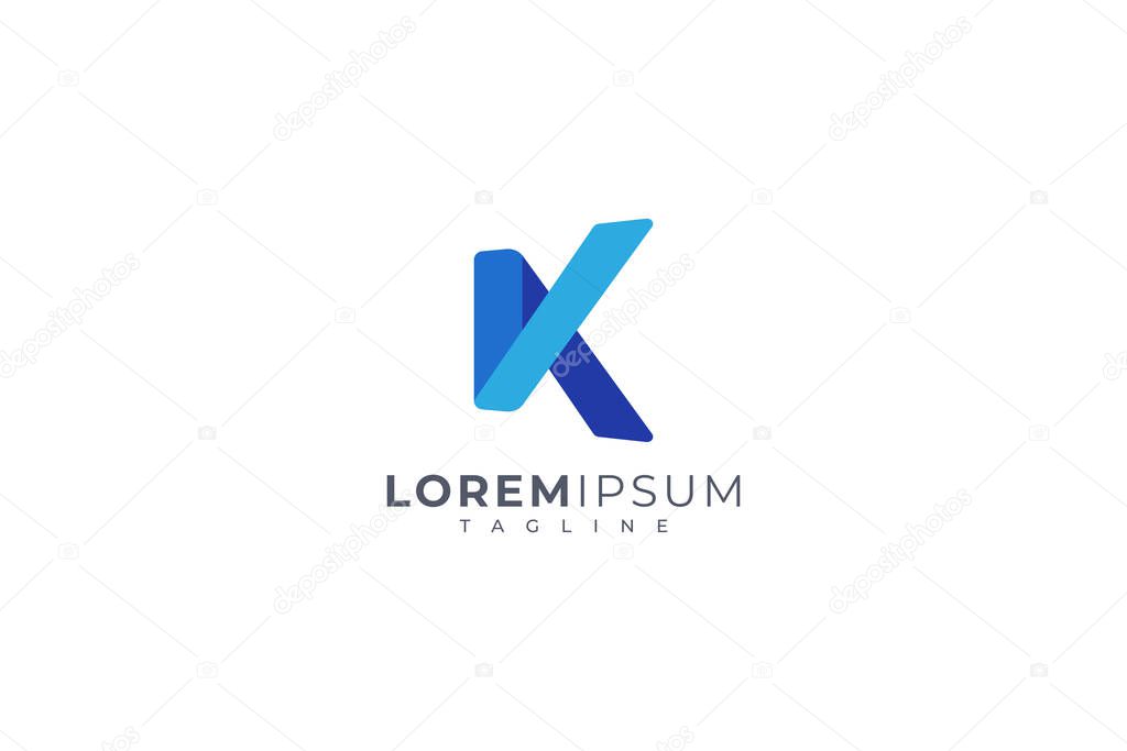 Letter k creative 3d blue colour modern business logo