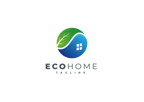 Eco Home Natürliche Pflege Grün Blatt Einfach Immobilien Logo — Stockvektor