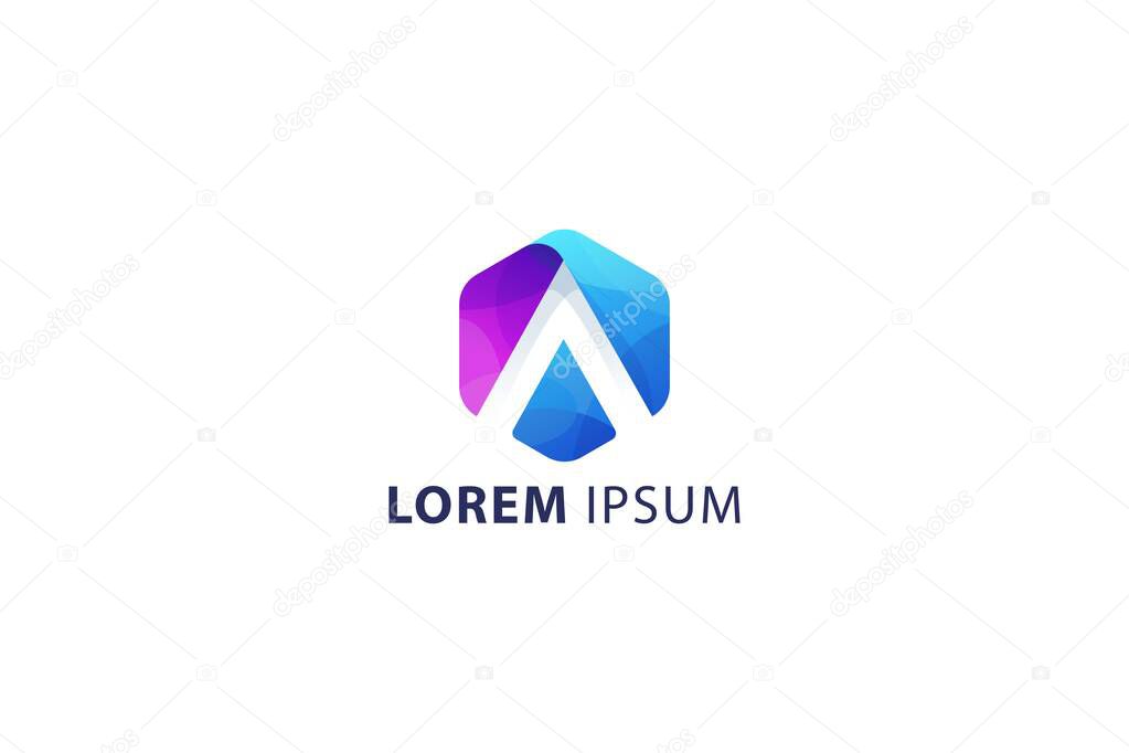 Letter A creative 3d colorful aesthetic modern business logo